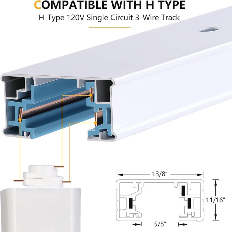 VANoopee H Track Floating Canopy Connector White - Single Circuit, LED Track Lighting Accessories, Easy Install - Image 3